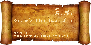 Rothmüller Adorján névjegykártya